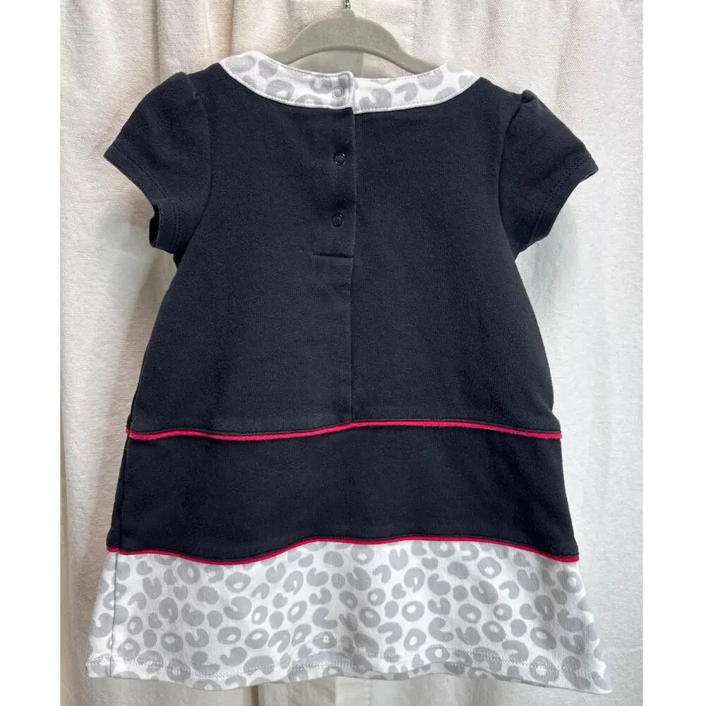 Gymboree Peek-A-Boo Kitty Animal Print & Black Cotton Ponte Dress 12-18 Months